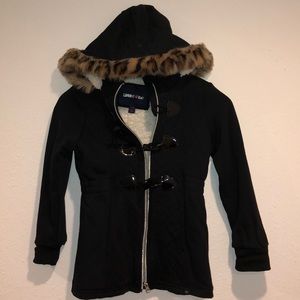 Limited Too black furry hood sweater